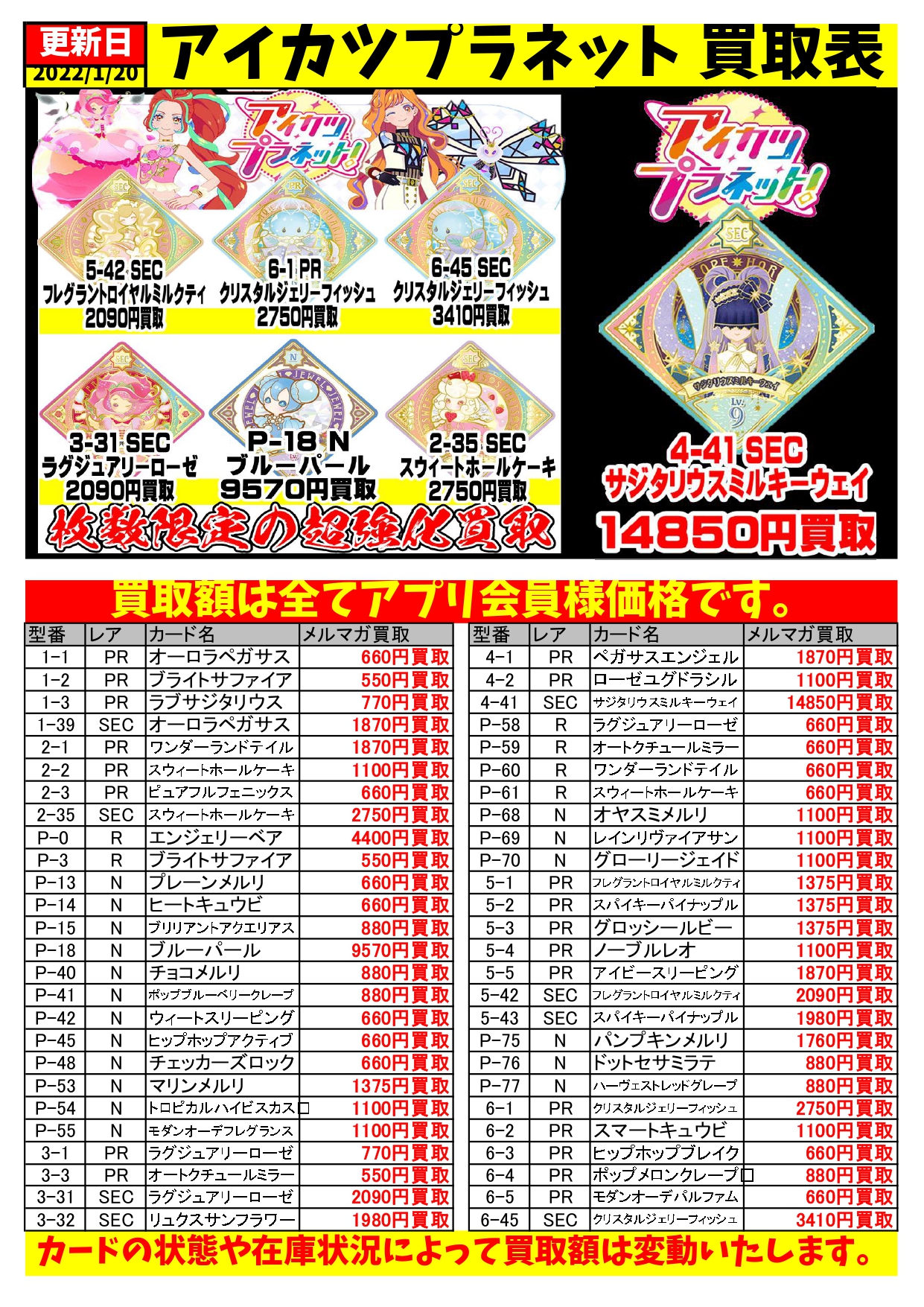 アイカツ 買取！1/20 現在 | 千葉鑑定団中央店