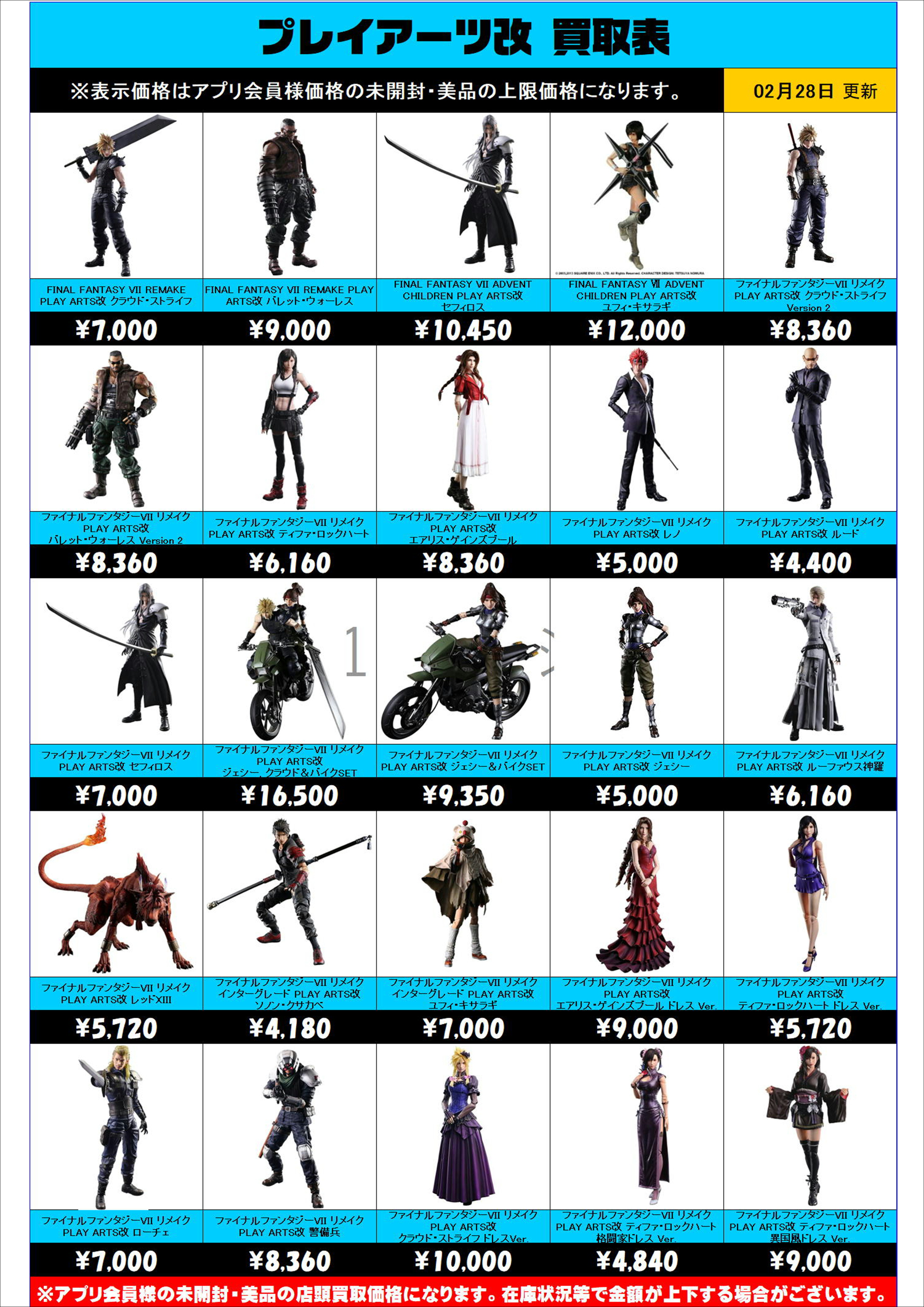 プレイアーツ改 買取表 更新しました！ 2/28～ | 千葉鑑定団中央店