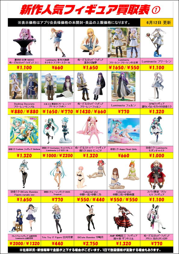 新作プライズフィギュア買取リスト更新しました！ 6/12～ | 千葉鑑定団  