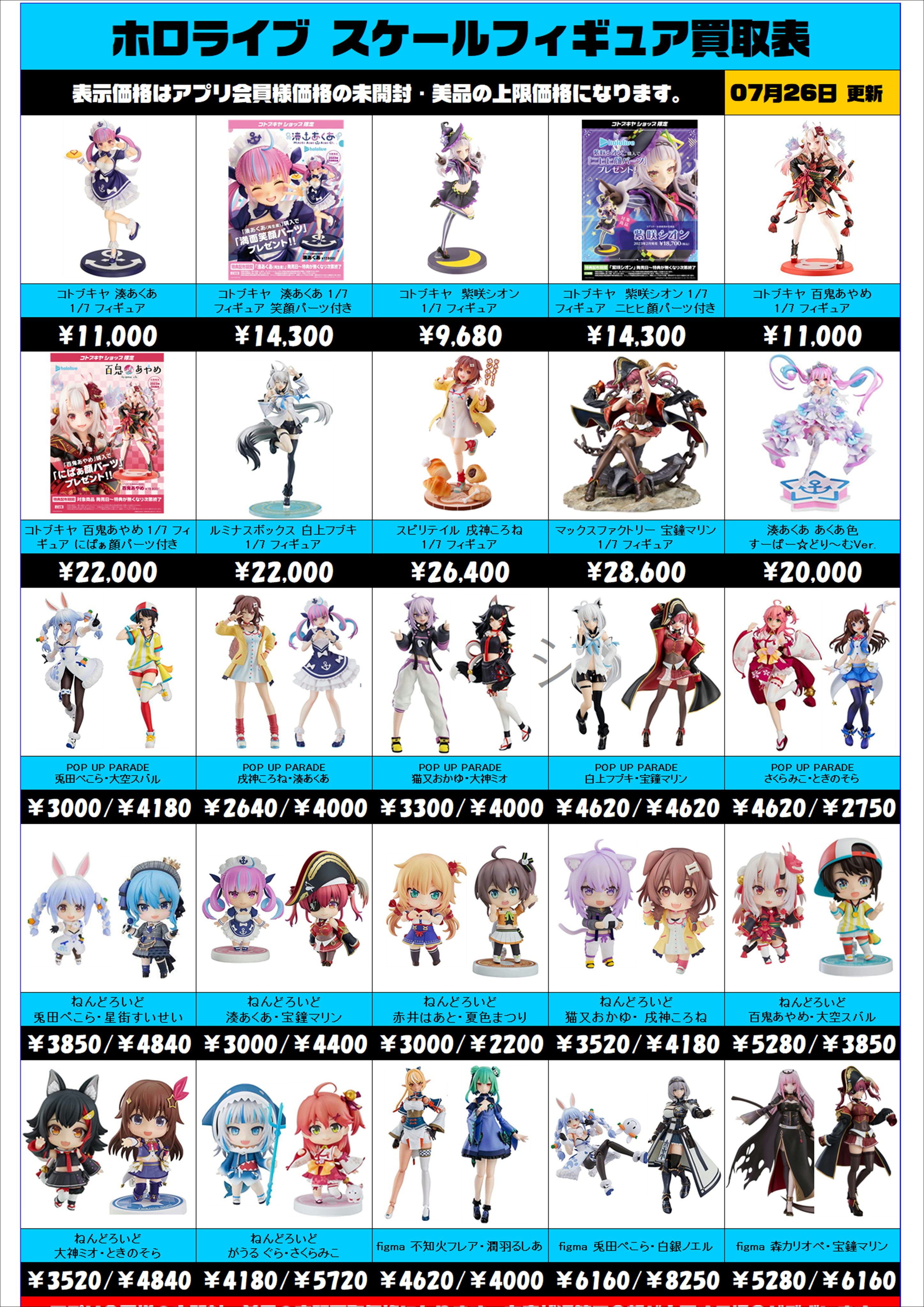ホロライブ スケールフィギュア買取表更新しました！7/26～ | 千葉鑑定 