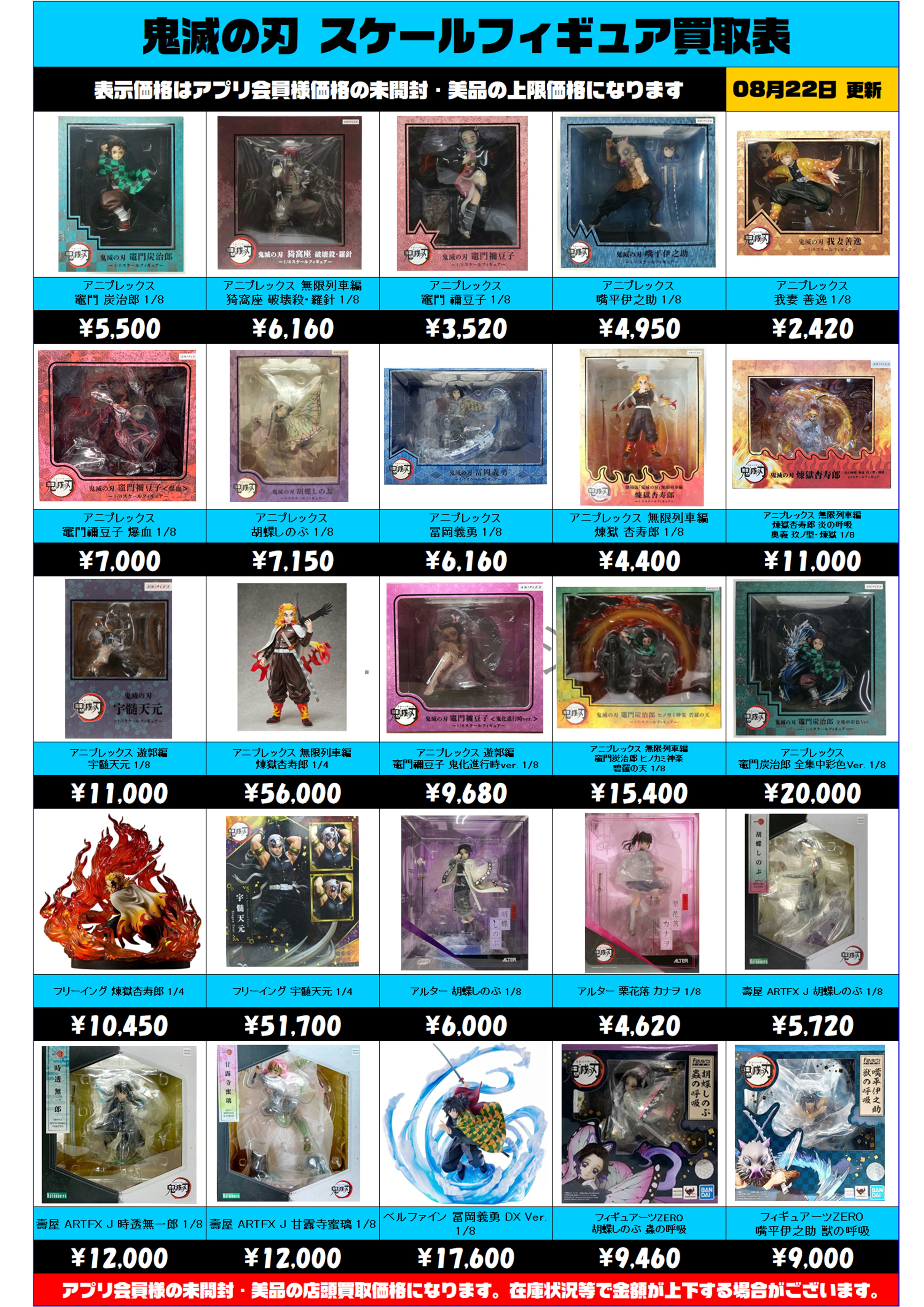 鬼滅の刃 スケールフィギュア 買取表更新しました！ 8/22～ | 千葉鑑定 