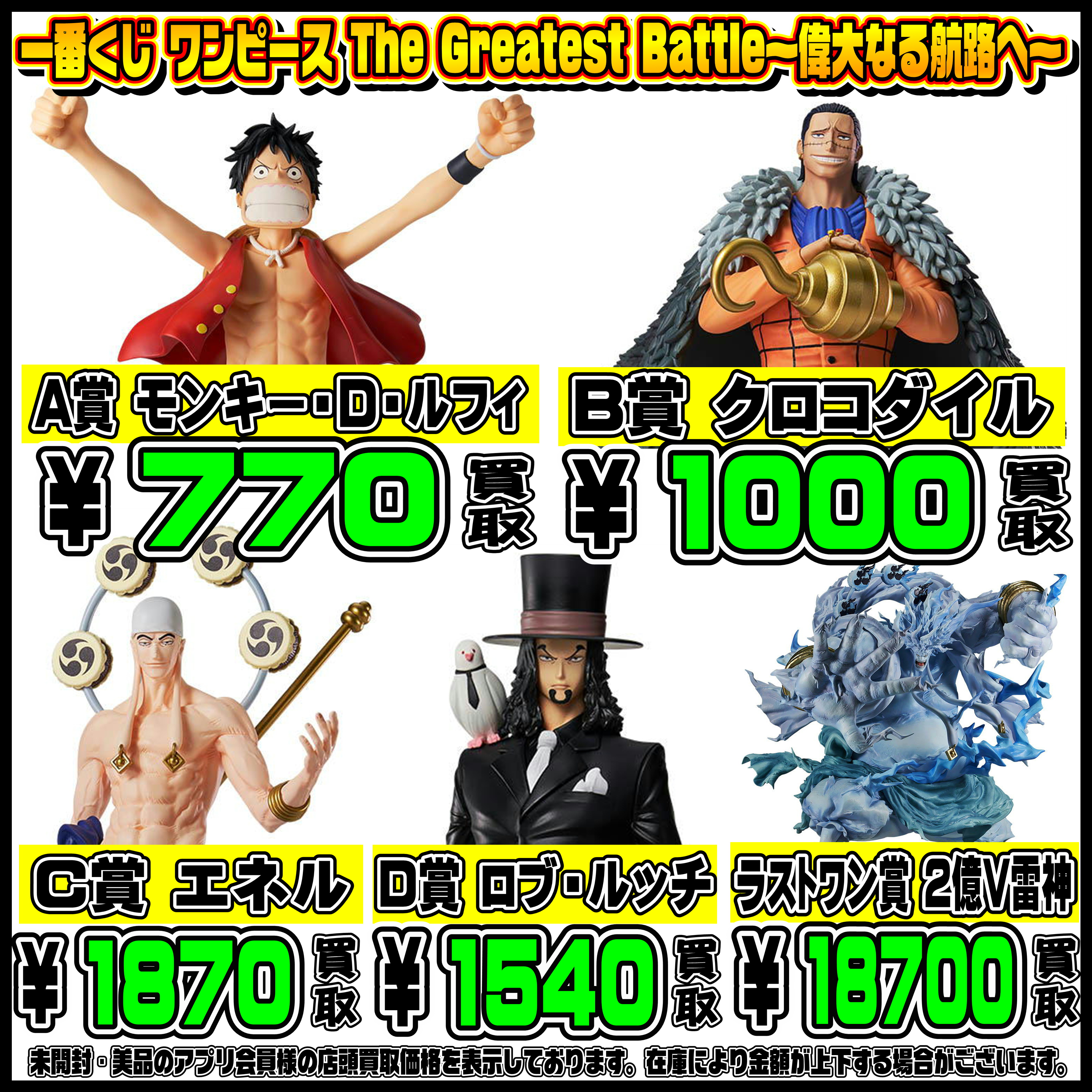 新作一番くじ買取リスト更新しました！ 1/28～ NARUTO・ワンピース 