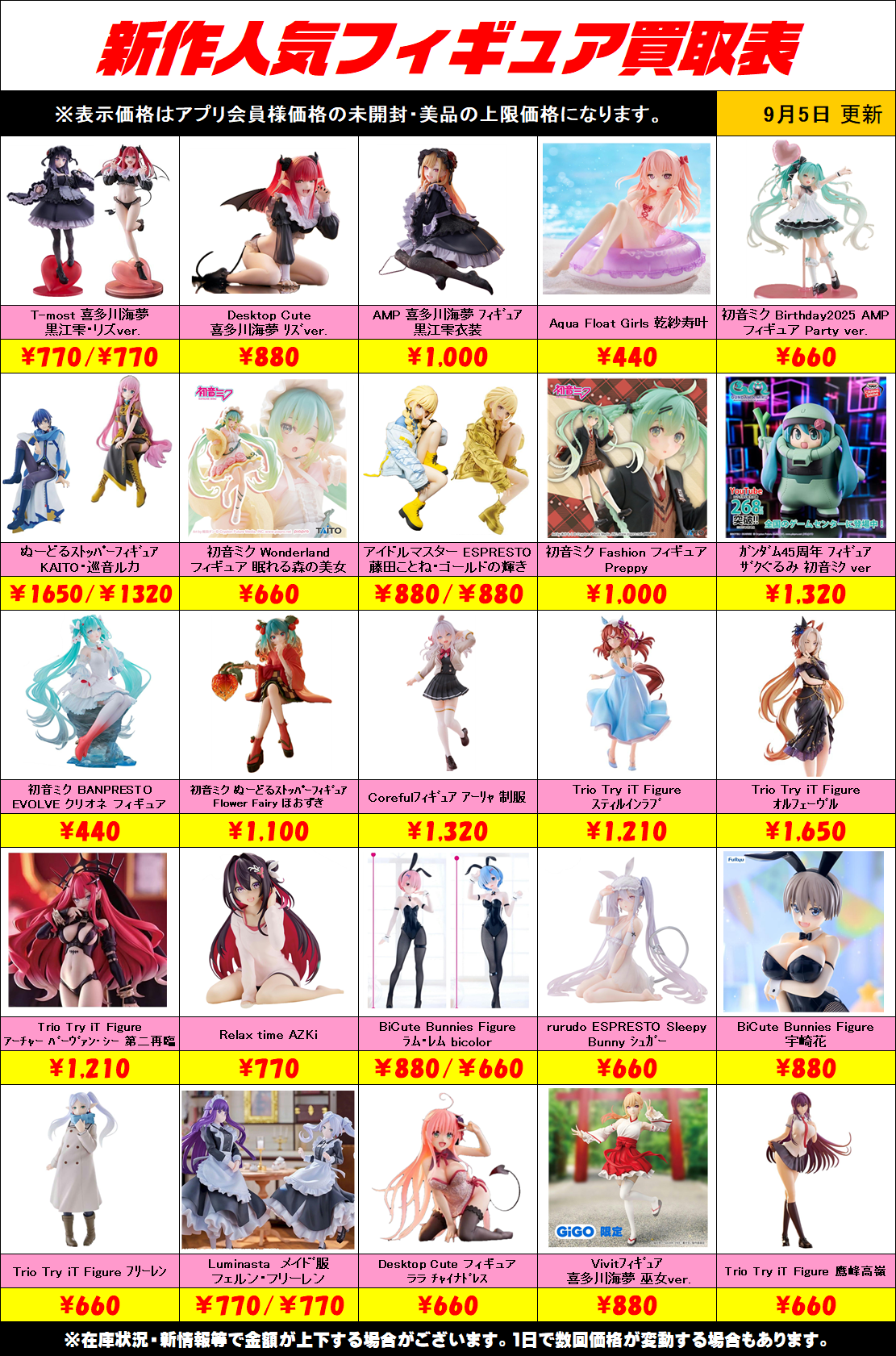 プライズ景品フィギュアまとめ売り 新作プライズフィギュア買取表更新しました！ 5/8 | 千葉鑑定団