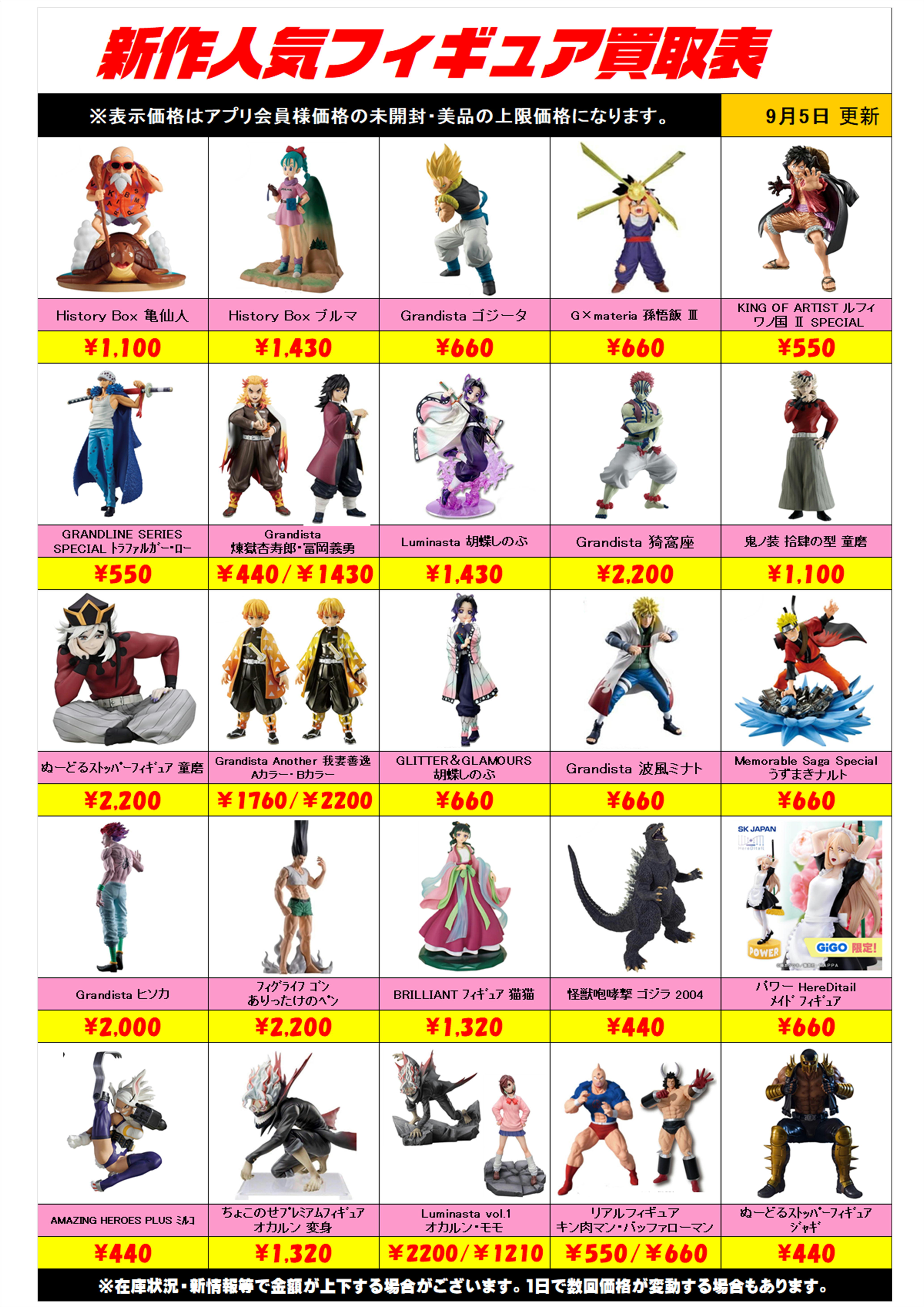 プライズフィギュア　まとめ売り　9店 新作プライズフィギュア買取表更新しました！ 9/9 | 千葉鑑定団