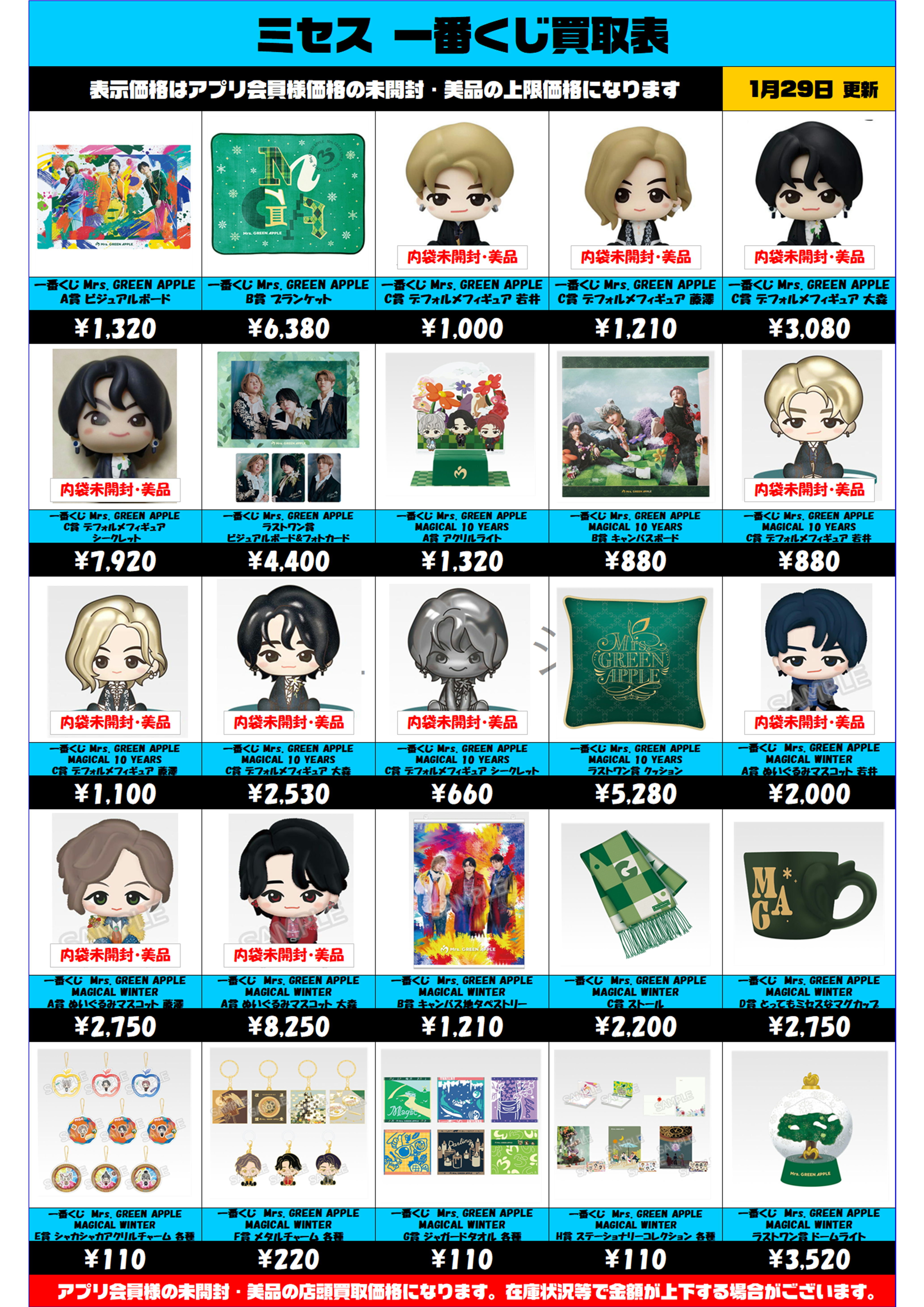 Mrs. GREEN APPLE 一番くじ 超高額買取も実施中です！ 1/29～ ミセス 