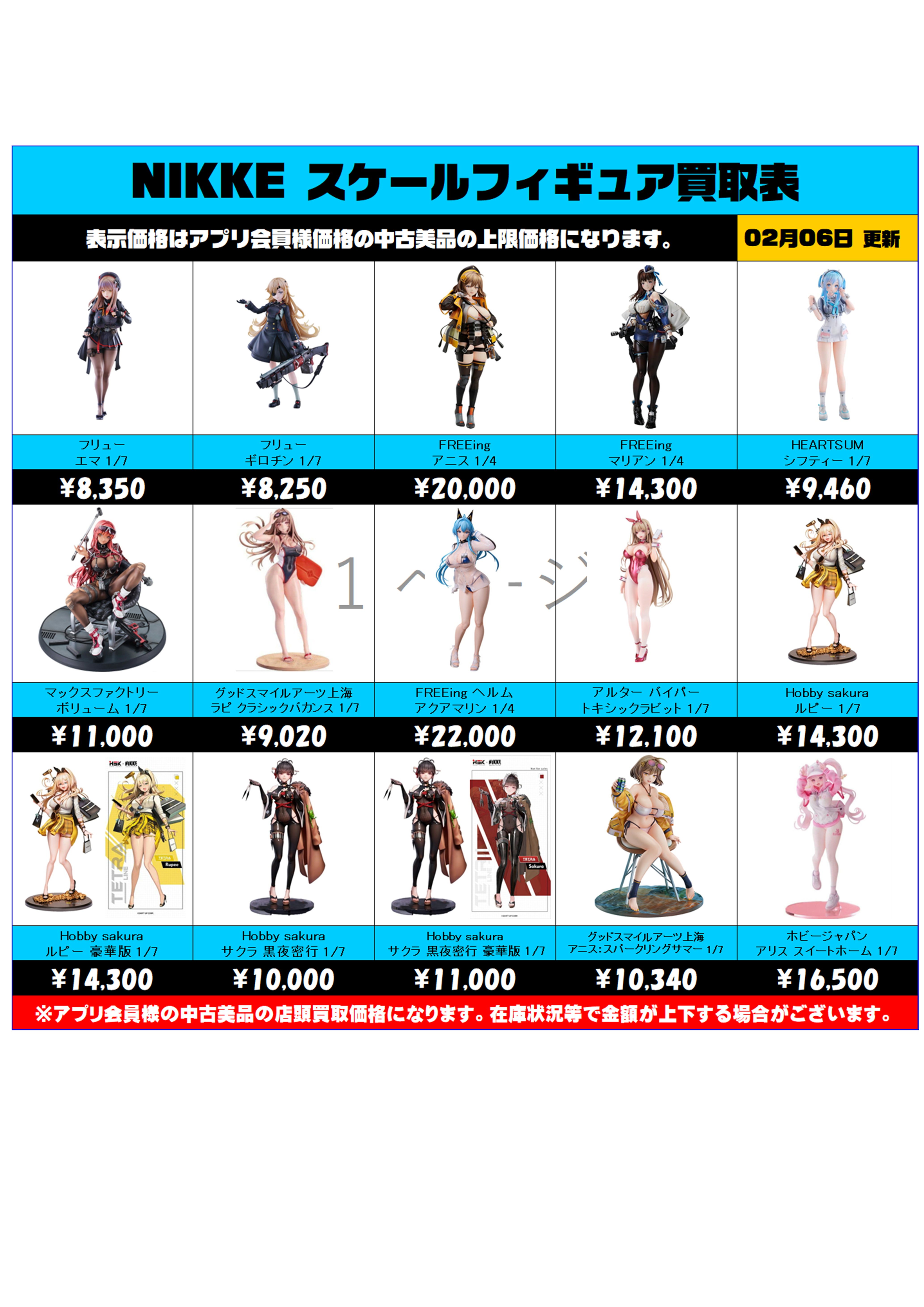 NIKKE 中古スケールフィギュア買取表 更新しました！ 2/6～ | 千葉鑑定 
