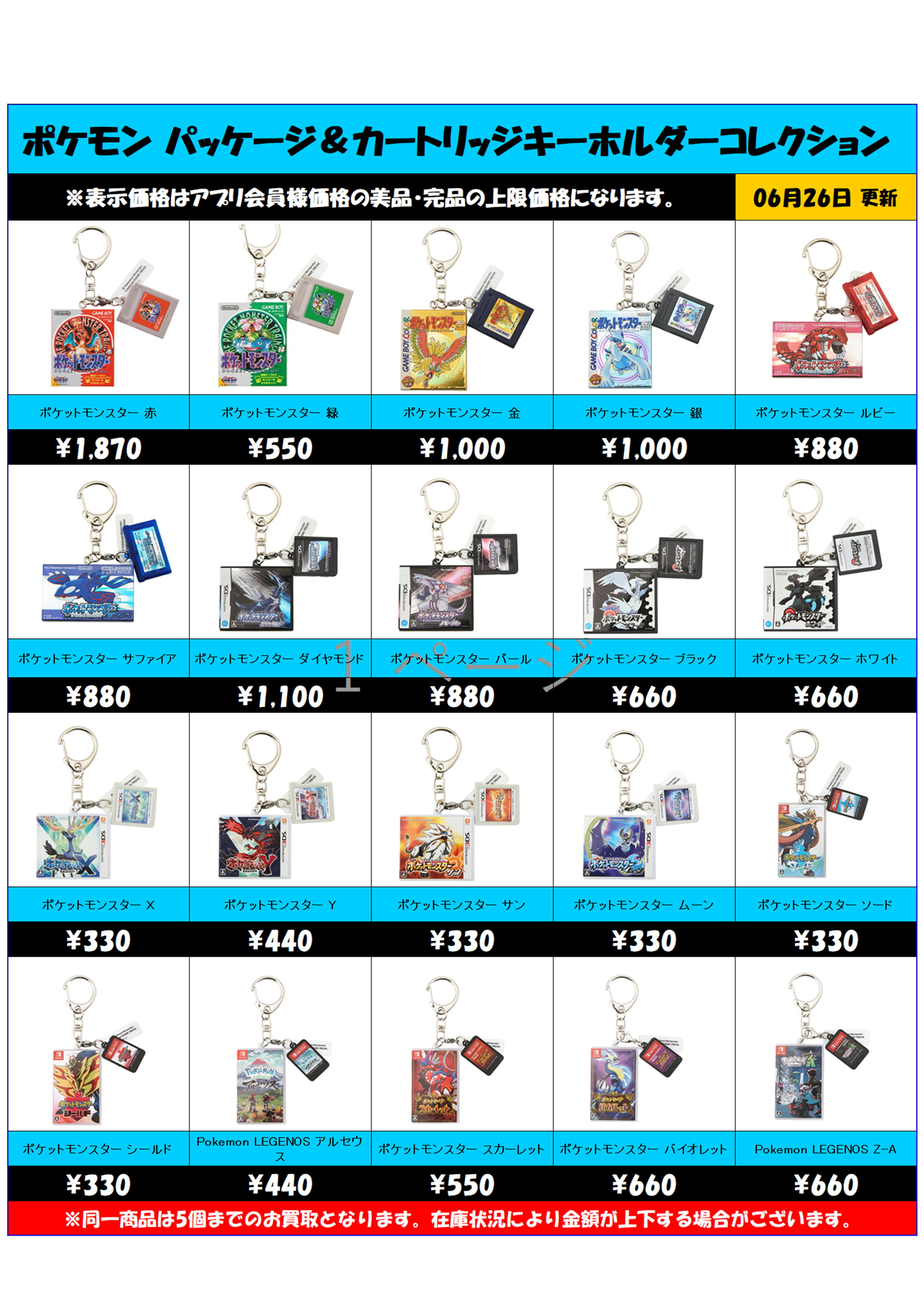 ポケモン パッケージ＆カートリッジキーホルダーコレクション 超高額 