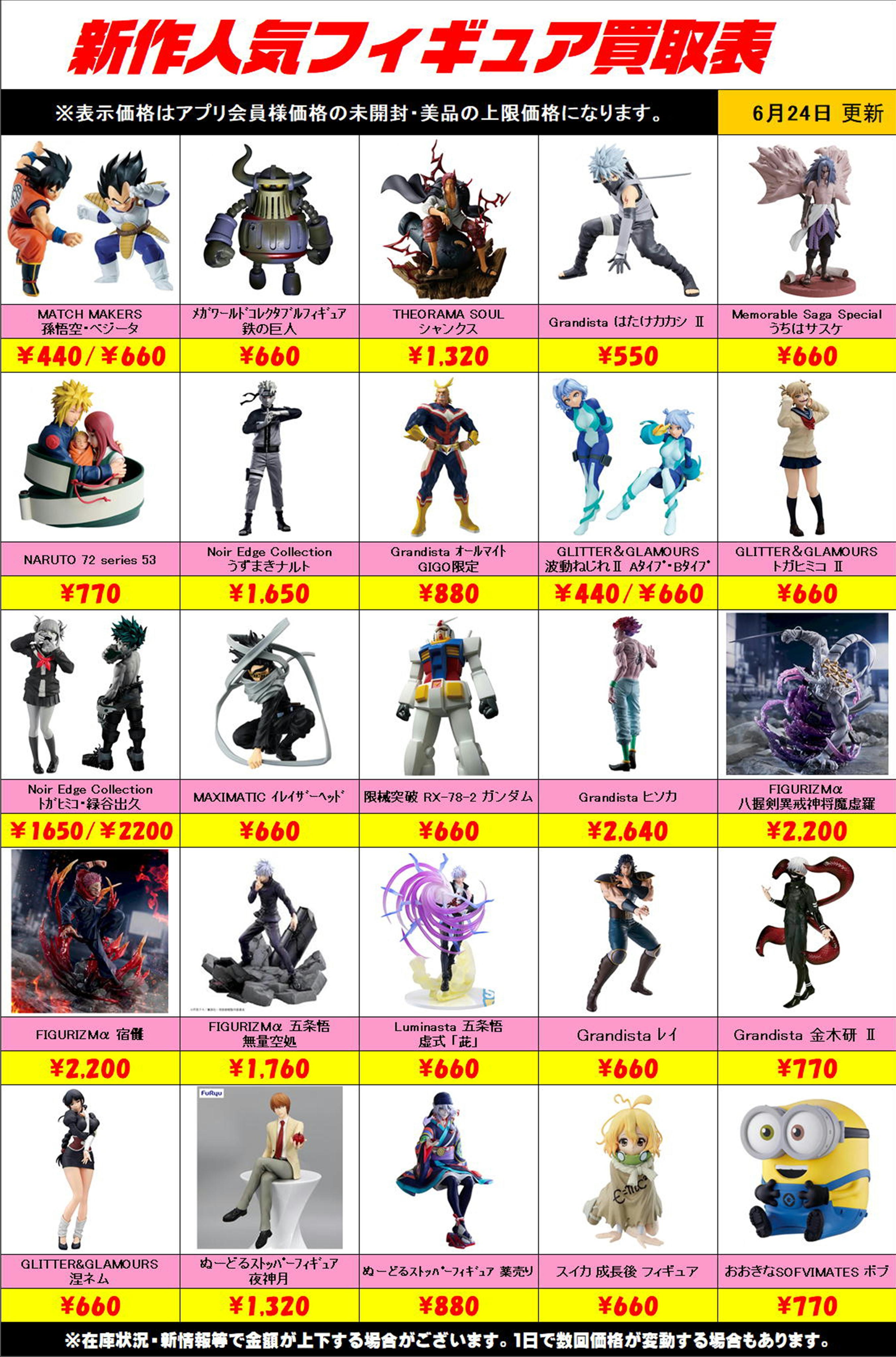 新作プライズフィギュア買取リスト更新しました！ 6/24～ プラスアップ